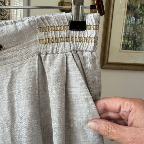 Yuvita Linen 100% Linen Wide Leg Cropped Pants Flax Color $100 M - Picture 5 of 8